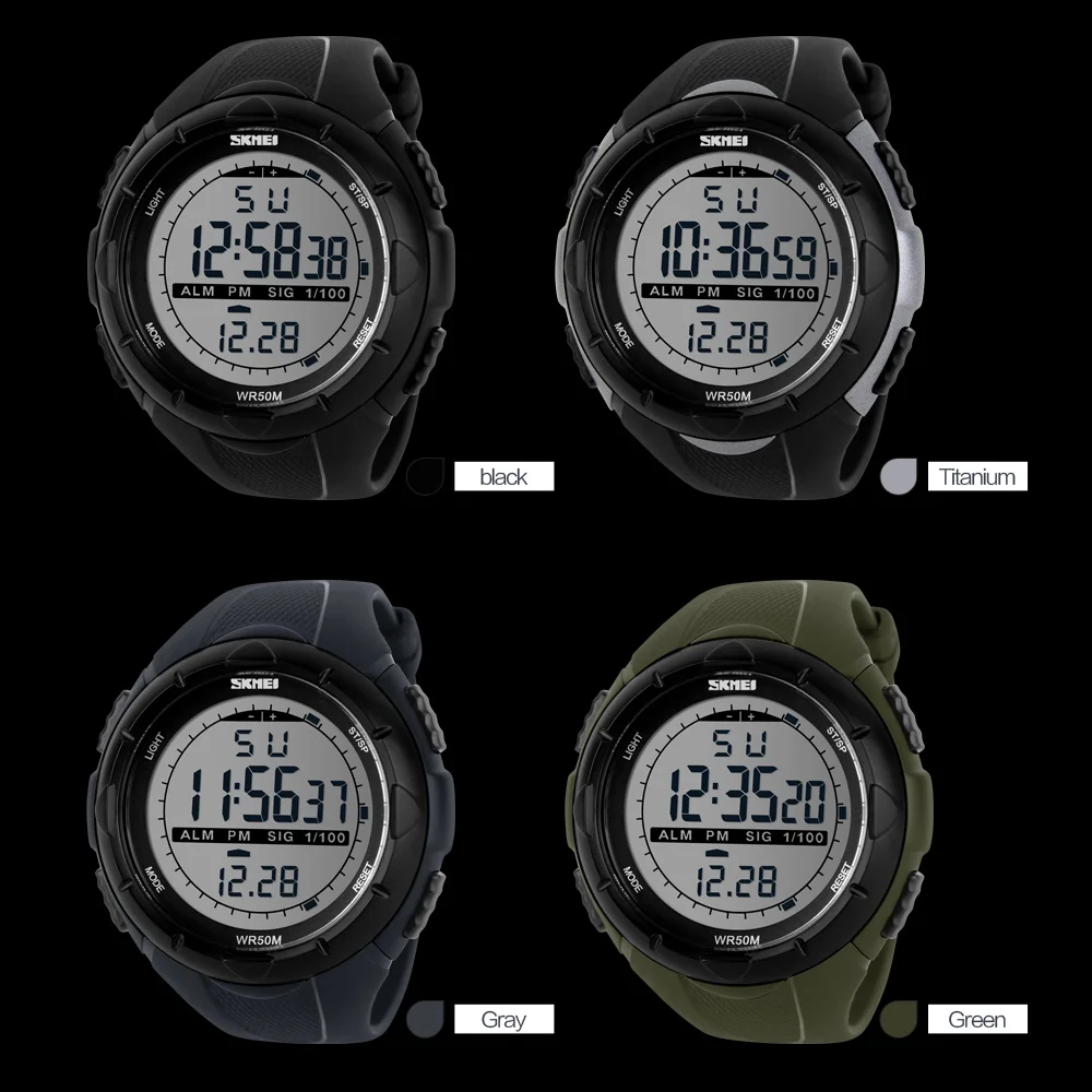 Новые Брендовые мужские светодиодные цифровые армейские часы Skmei, спортивные часы для дайвинга, плавания, модные водонепроницаемые наручные электронные часы для улицы