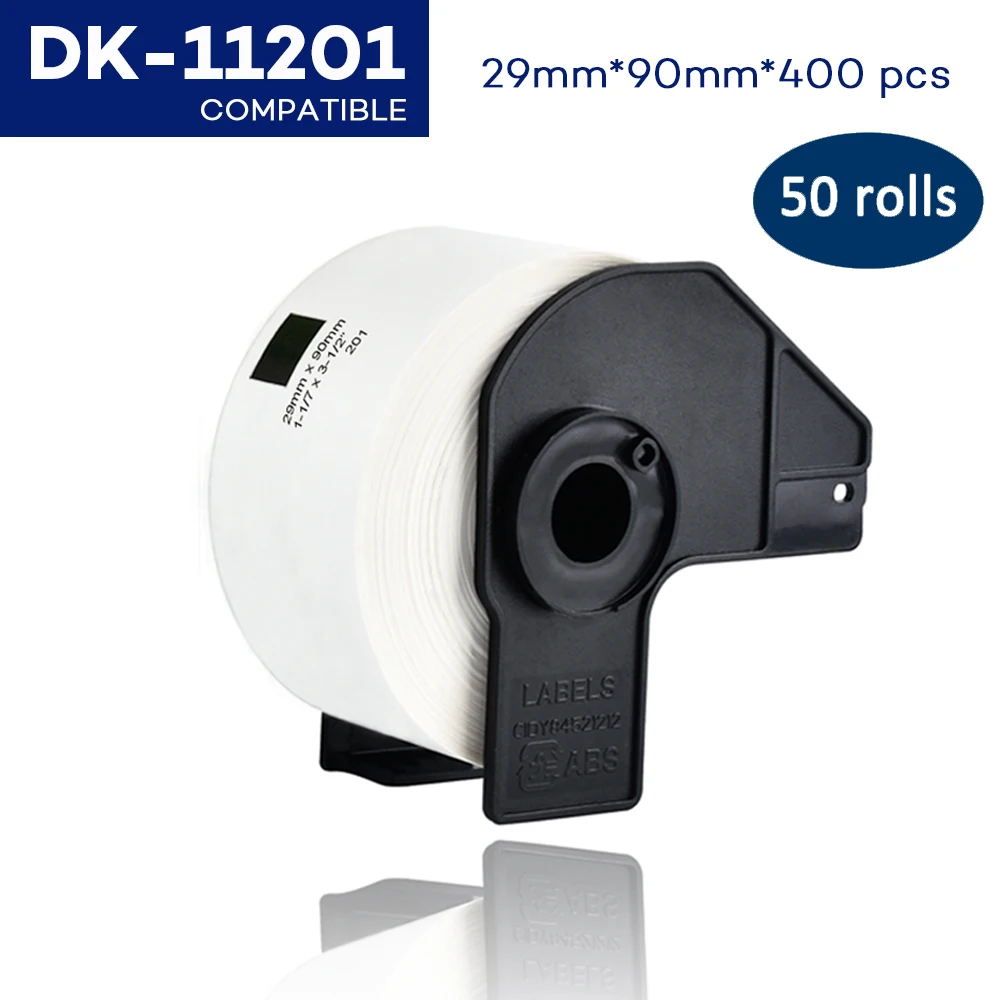 CIDY 50 Rolls Brother Compatible Labels DK-11201 brother labels 400 per roll DK 11201 1201 29mm x 90mm for QL570 QL700 | Компьютеры и