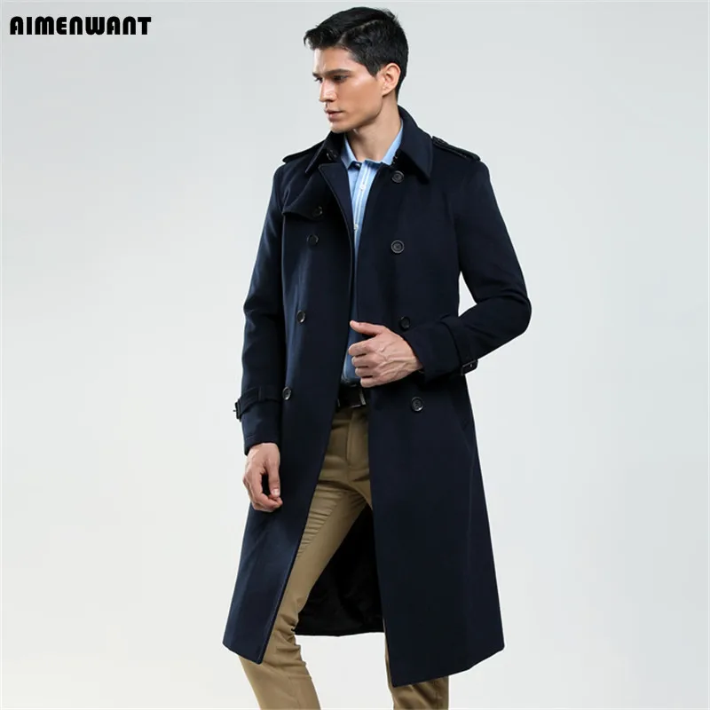 AIMENWANT Woolen Coat Mens Fall/Winter Business Casual
