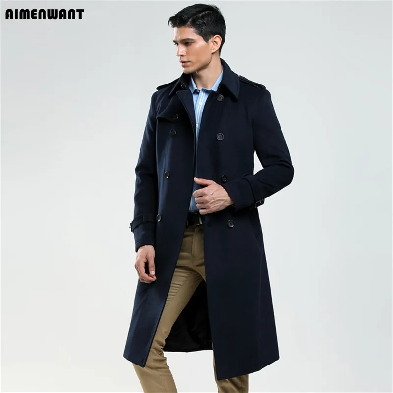 AIMENWANT Woolen Coat Mens Fall/Winter Business Casual Overcoat ...