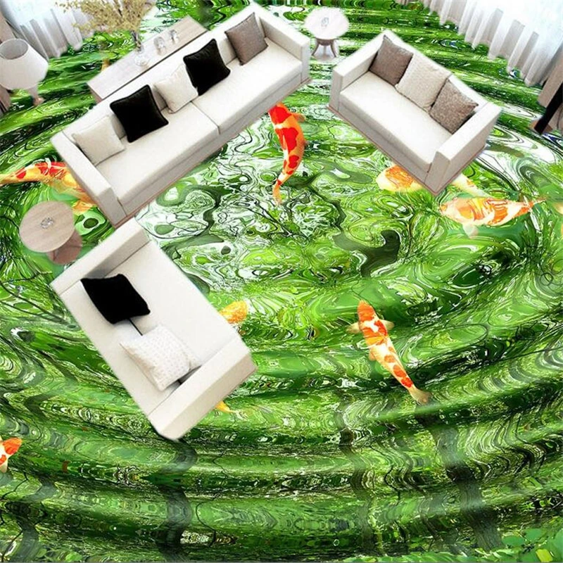 Wellyu напольное покрытие на заказ 3d трехцветный шоковый красивый водяной знак koi