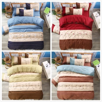 

Nordic Gray Stripe Floral AU Queen Bedclothes Bedding Set Guest Room 3Pcs Bed Linens Brief Soft Duvet Cover Set Pillowcases