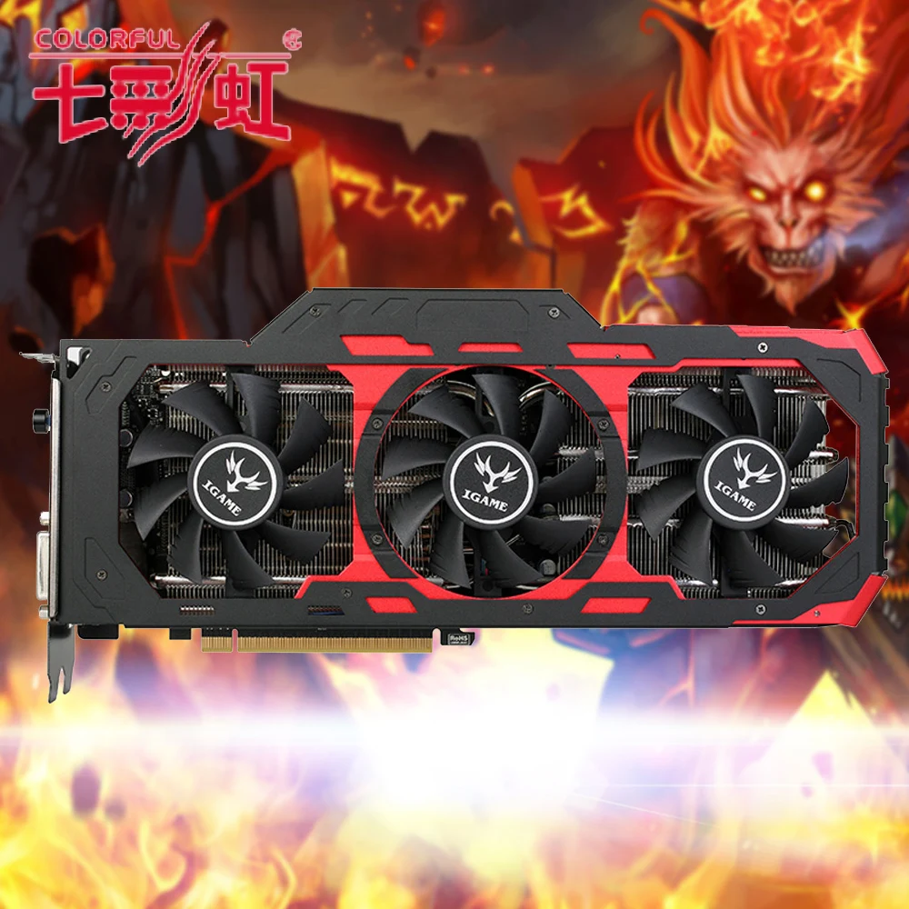  Colorful 4096MB NVIDIA GeForce GTX970 GPU 4GB 256bit 3*DP+HDMI+DVI Port DDR5 PCI-E X16 3.0 Video Graphics Card with Three Fan 