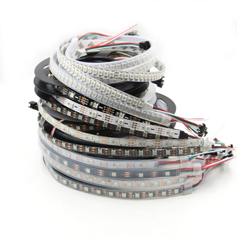 Полноцветная светодиодная Пиксельная лента WS2812B 0 5 м 30/60/144 светодиодов s/M со