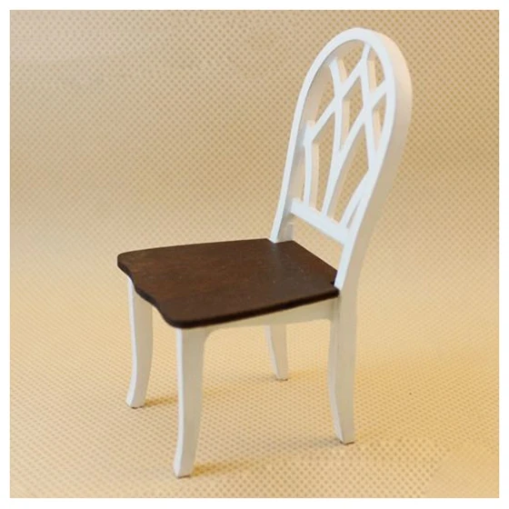 Best Quality Dollhouse Miniature Kitchen Dining Room Furniture White Wooden Side Chair with Slat Back 1:12 Scale (Color: White & Brown) Best Quality Dollhouse Miniature Kitchen Dining Room Furniture White Wooden Side Chair with Slat Back 1:12 Scale (Color: White & Brown)