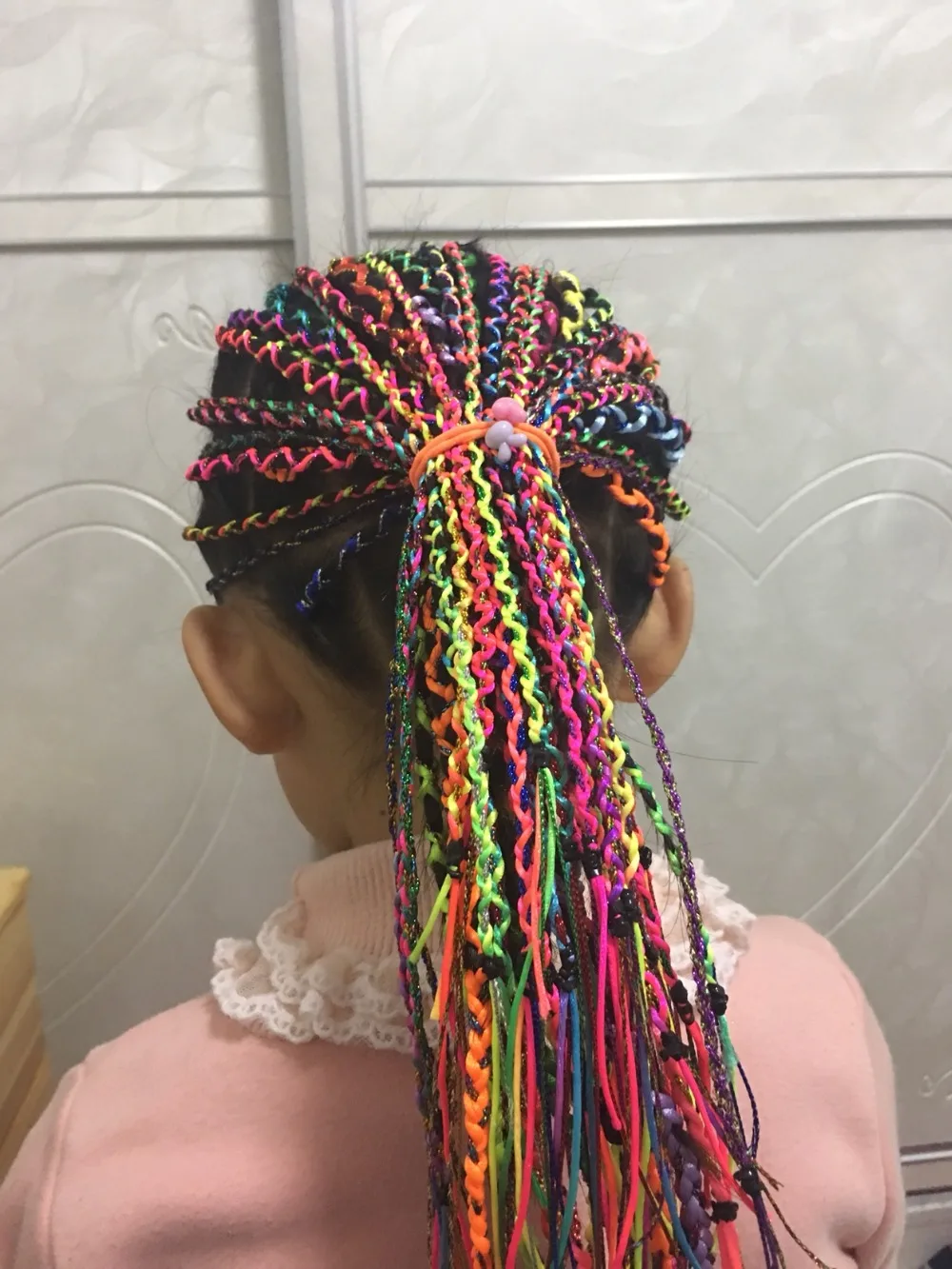 30 шт./лот, радуга, 90 см, инструмент для укладки волос, шелковый шнур, для вязания волос, плетеная веревка, повязка на голову, аксессуары для волос для девочек