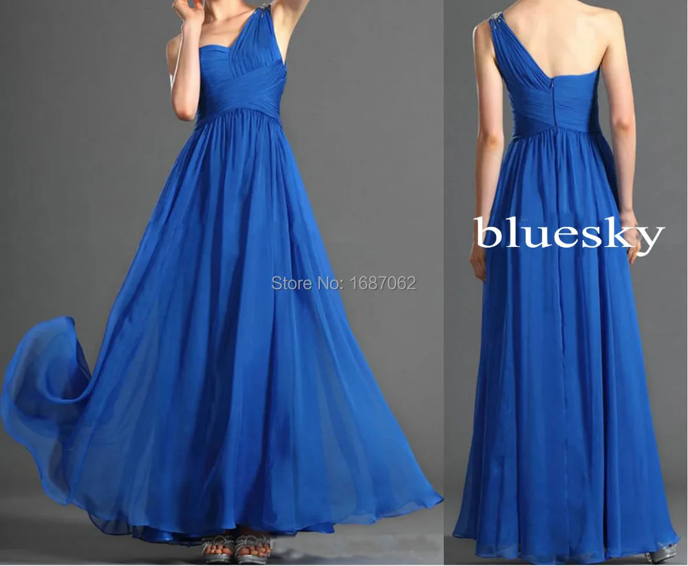 Cheap Maid Of Honor Dresses One Shoulder Bridesmaid Dresses Royal Blue