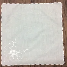 48 шт./партия Модные женские носовые платки 12x12 белый Хлопковый свадебный платок с чешуйчатыми краями и вышивкой для невесты подарки