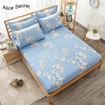 

1pc 100%Polyester Fitted Sheet Mattress Cover Europe Printed Bedding Four Corners With Elastic Band Bed Sheet