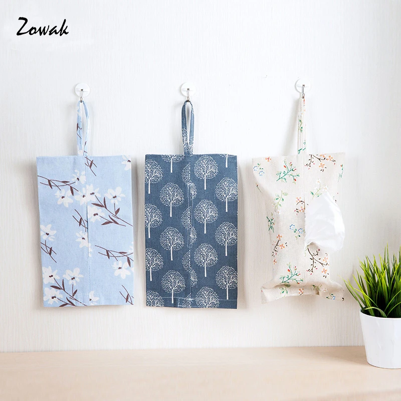 

Living Linen Cotton Tissue Box Cover Car Cover Paper Napkins Holder Home Decor Storage Bag Hanging Bathroom Portable Holder New