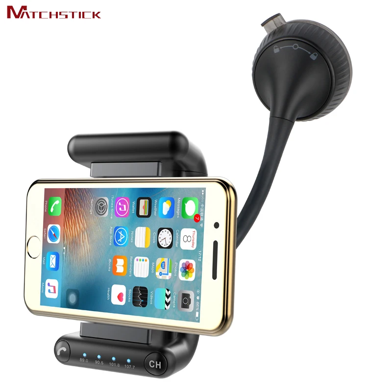 

Matchstick Compact Size Bluetooth V4.0 Smart Phone Holder 4FM Frequency BT Holder Support With Automatic Memory Function Black