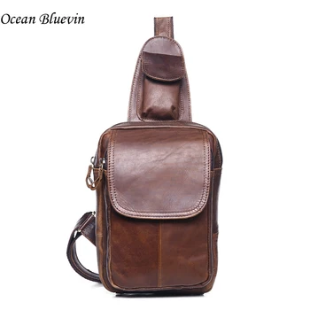 

Quality Genuine Leather Men Chest Pack Fashion Small Shoulder Bags Chest Bag Leather Messenger Crossbody Bag Belt Bag For Men