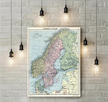 

Large Detailed Old Political Map Of Scandinavia With Relief 1920 Geographic Poster Canvas Print Painting Wall Art Sticker