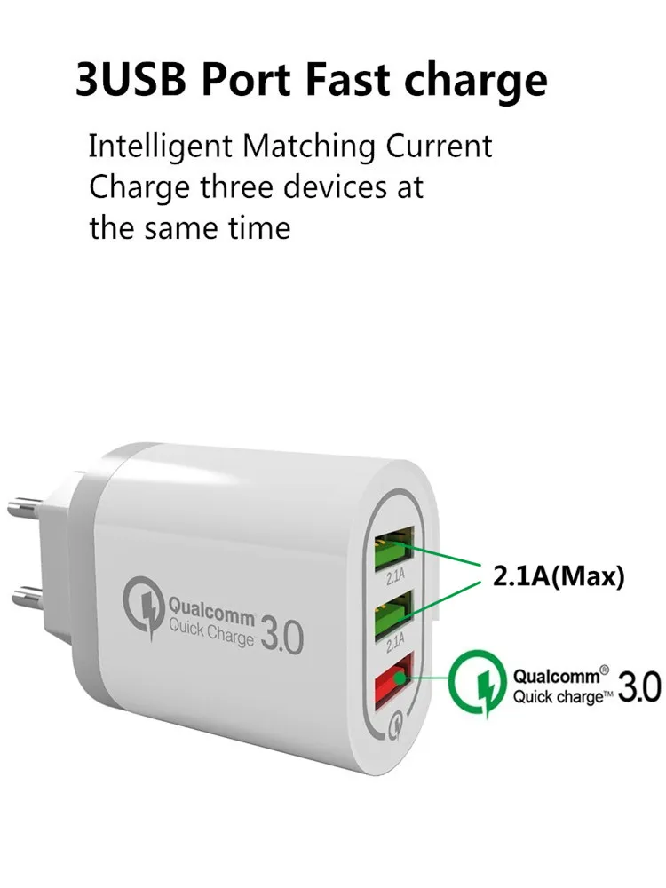 USB зарядное устройство 5 в 3 А 3,0 A Быстрая зарядка QC Быстрая зарядка настенное зарядное устройство адаптер питания EU для Apple phone 11 samsung Xiaomi