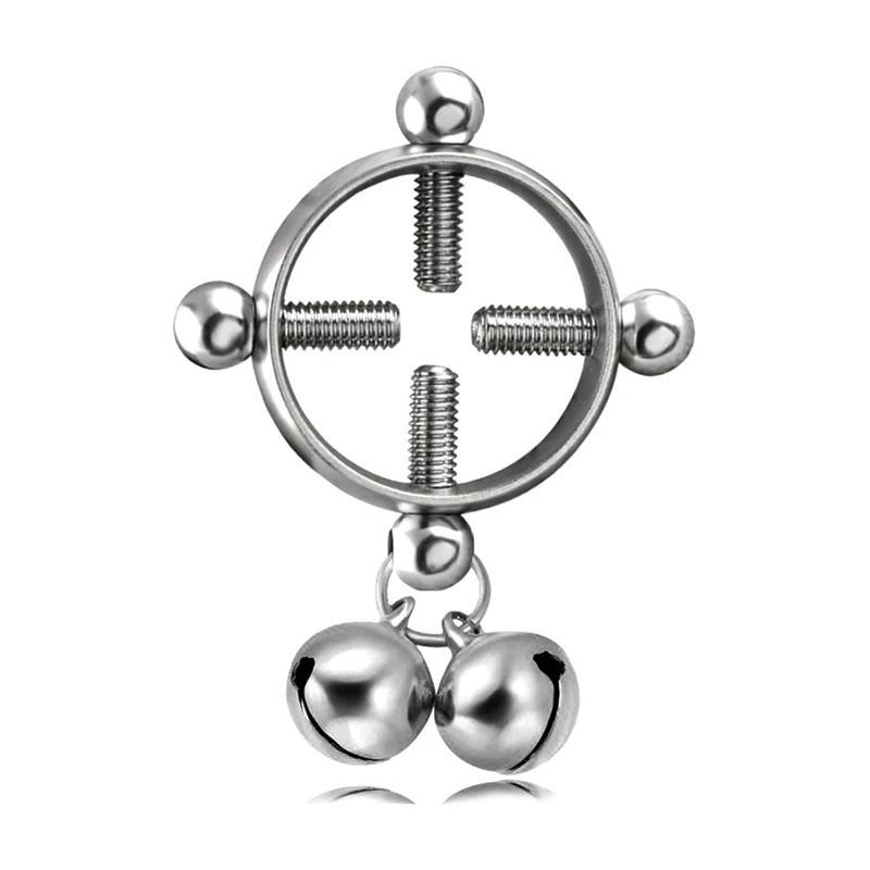 

Silver Color Fake Dangle Nipple Rings Stainless Steel Bell Women Barbell Non-pierced Nipple Rings Adult Sexy Body Jewelry 1 Pc