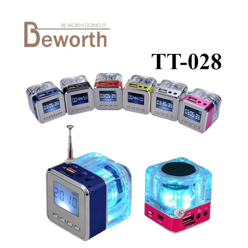 

Nizhi TT-028 LED Mini Speaker Crystal Display Portalble TT028 Loud Subwoofer Music MP3 Player Support TF Card USB with FM Radio