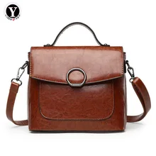 Yirenfang 2018 Women Messenger Bags Spring New Retro Ladies Shoulder Bag Oil Wax Leather Luxury Handbags Women Bags Designer