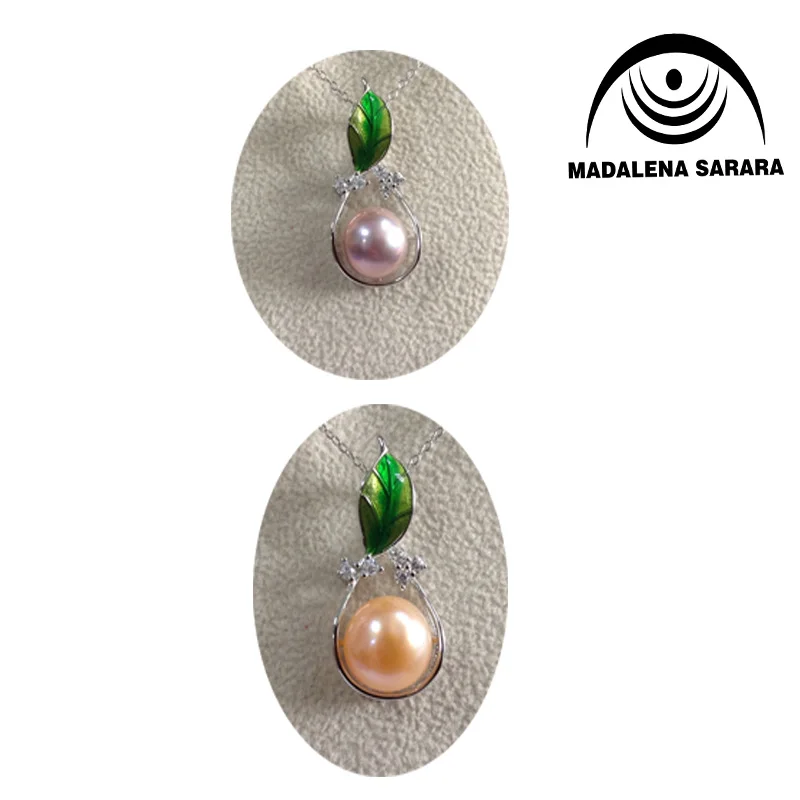 MADALENA SARARA AAA 9-10 мм пресноводный жемчуг кулон ожерелье розовый/фиолетовый зеленый лист стиль цепи ожерелье