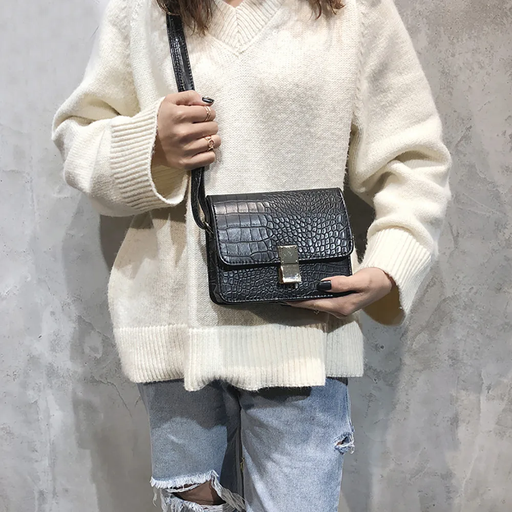 

Women Metal Lock Leather Pattern Retro Small Square Bag Shoulder Diagonal Bag Dropshipping Borsa a tracolla#30