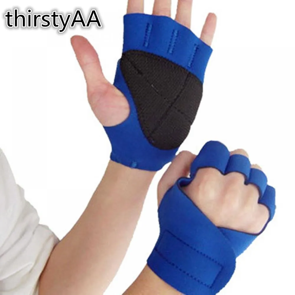 

1 Pair Gym Weightlifting Training Gloves Bar Grip Barbell Straps Wraps Wrist Support Hand Protection Fingerless Glove