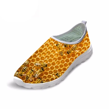 

Breathable Mens Casual Shoes Animal Printing Male Mesh Shoes Leisure Bee Pattern Walking Flats Shoes for Hombre Man