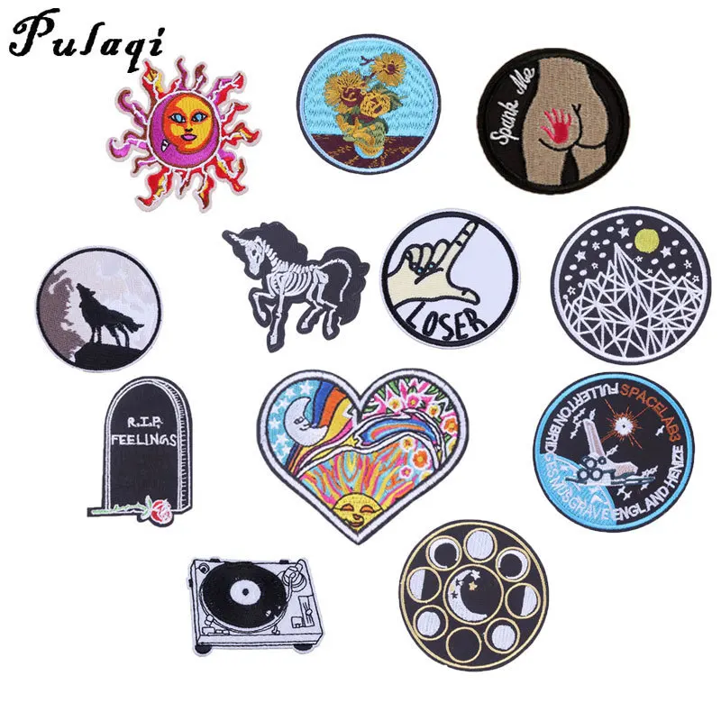 

Pulaqi UFO I Want To Leave Embroidered Patches Iron On Badge For T - Shirt Clothes Hat Garment Accessories DIY Applique D