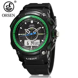 Оригинальные Модные бренд Ohsen Спорт Человек Аналоговый Dual Time наручные часы кварцевые цифровые мужские часы водонепроница