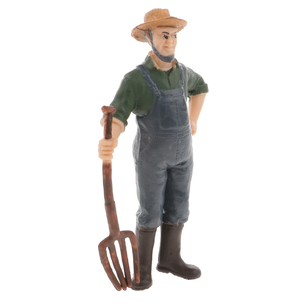 Magideal 1Pc Realistic Male Farmer People Figurine Model Action Figure Kids Children Toy Gift Collectible