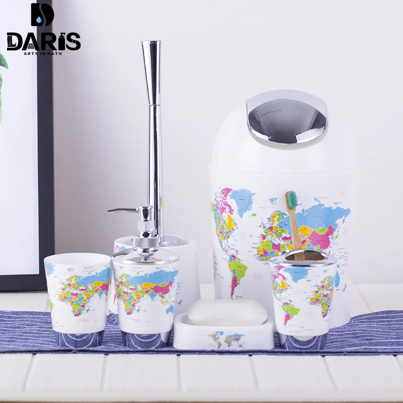 SDARISB 6PCS Eiffel Bathroom Accessory Bin Soap Dish Dispenser Bottle Toothbrush Holder Set Home Bathroom Products Wash Bath Set