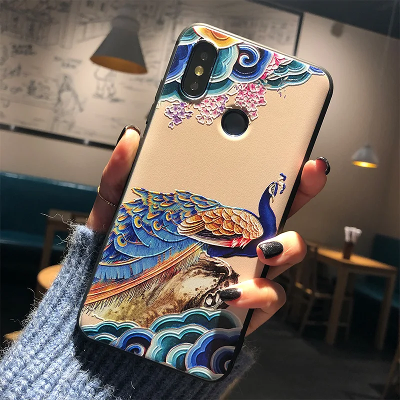 

3D Bird Peahen Animal Embossed Soft TPU Cover For XiaoMi Mi 9 Mi 8 Mi8 SE Mix 3 2 2S 6X Case for Xiaomi 9 Back Shell Case Cover