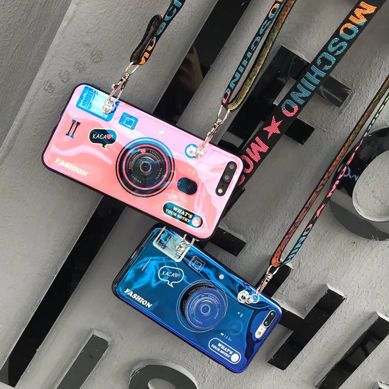 

For Samsung Galaxy A6 A7 A8 Plus J2 J3 J4 J5 J6 J7 J8 Prime 3D Camera style soft tpu cover case coque with Lanyard and Bracket