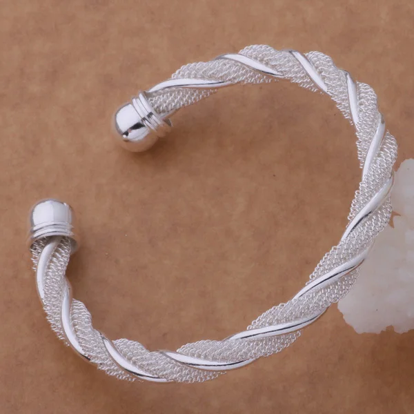 

AB018 Hot 925 sterling silver bangle bracelet, 925 silver fashion jewelry Twisted wire mesh bracelet /afdaiwka ahtaizaa