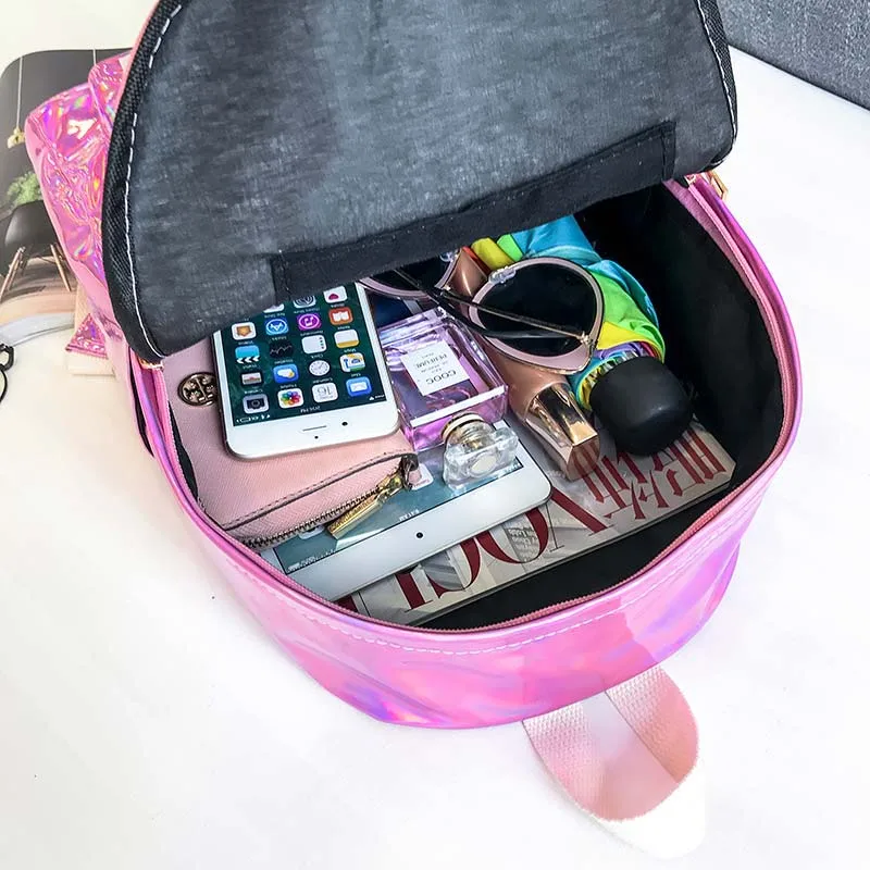 Brillo holográfico mochila para Mujer mochila para las chicas de la escuela láser de plata libro mochila la universidad mochila Mochilas Mujer 2018 XA398WB