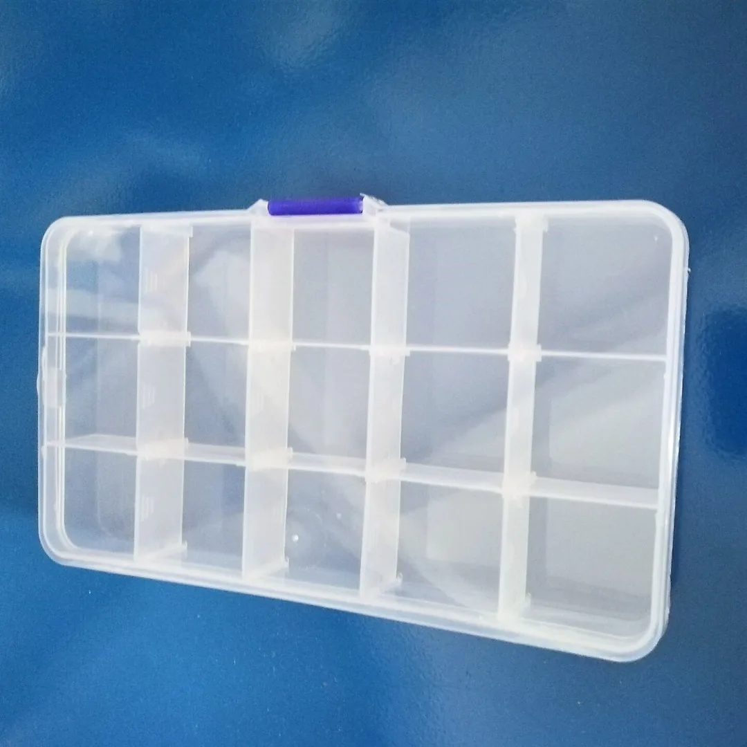 New 15 Slots Plastic Adjustable Jewelry Beads Storage Boxs Craft Organizer Case