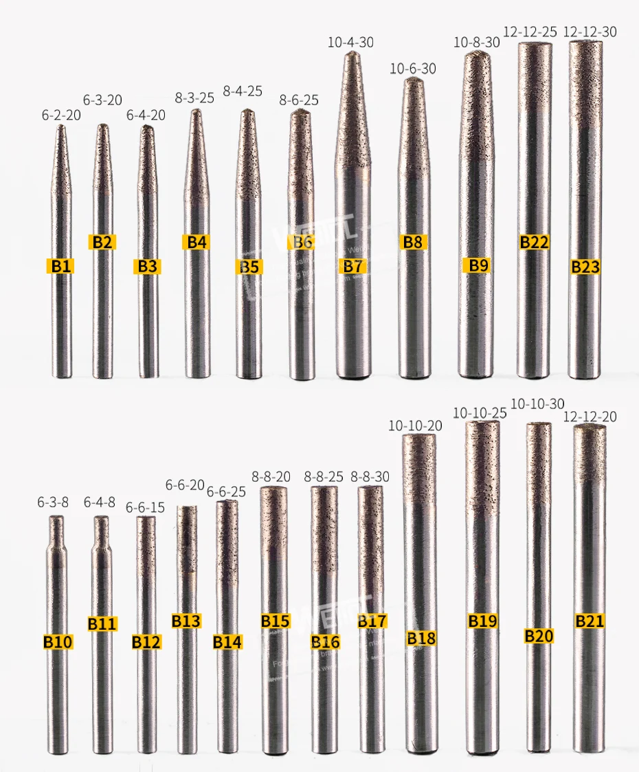 WeiTol 1 шт. спеченные каменные гравировальные биты конические мраморные режущие инструменты плоская головка гранитные фрезы Алмазные Заусенцы фреза