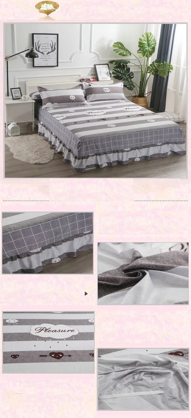 Полиэфирная юбка для кровати, эластичный чехол для матраса, юбки для кровати, цветочный узор, покрывало, постельное белье, размер King/queen