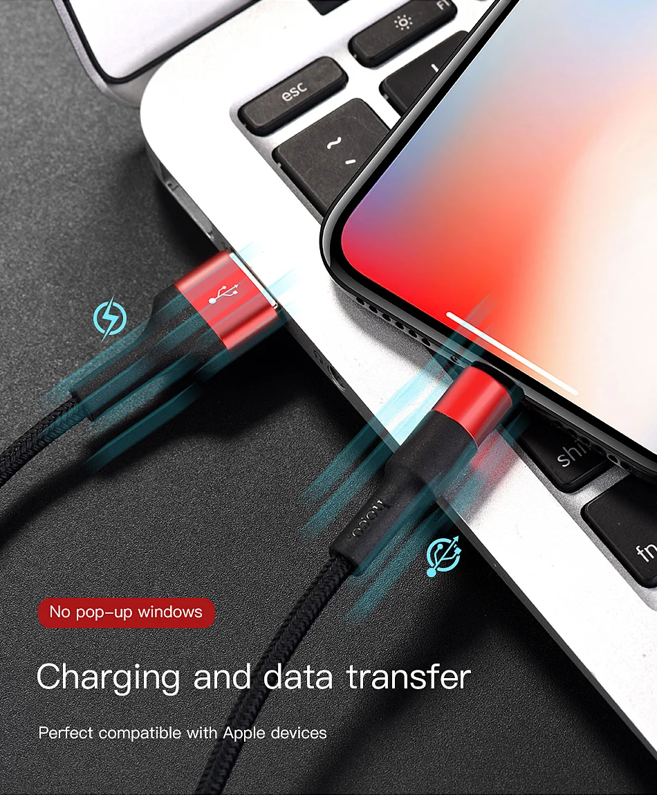 HOCO USB кабель для iPhone 11X8 7 6 5 6s plus, кабель для быстрой зарядки телефона, USB кабель для передачи данных для Apple IOS 11 iPad, USB кабель для зарядки