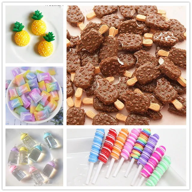 5 Pcs Mini Candy Ice Cream Cute Cartoon Toy for Clay Charm Phone Case Doll Toy DIY Decoration 1