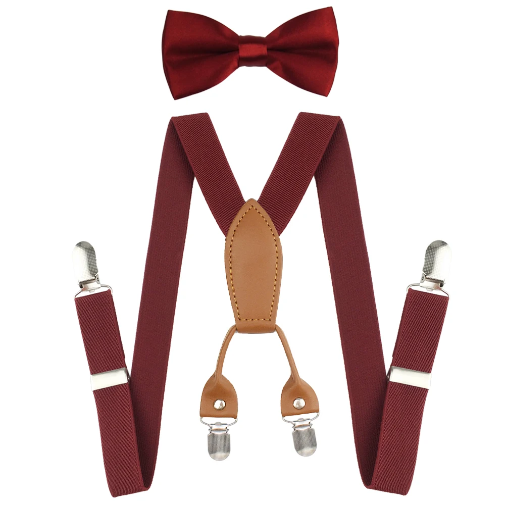 Модные регулируемые эластичные детские подтяжки X-shape, Детский комплект с подтяжками, галстук-бабочка для свадьбы
