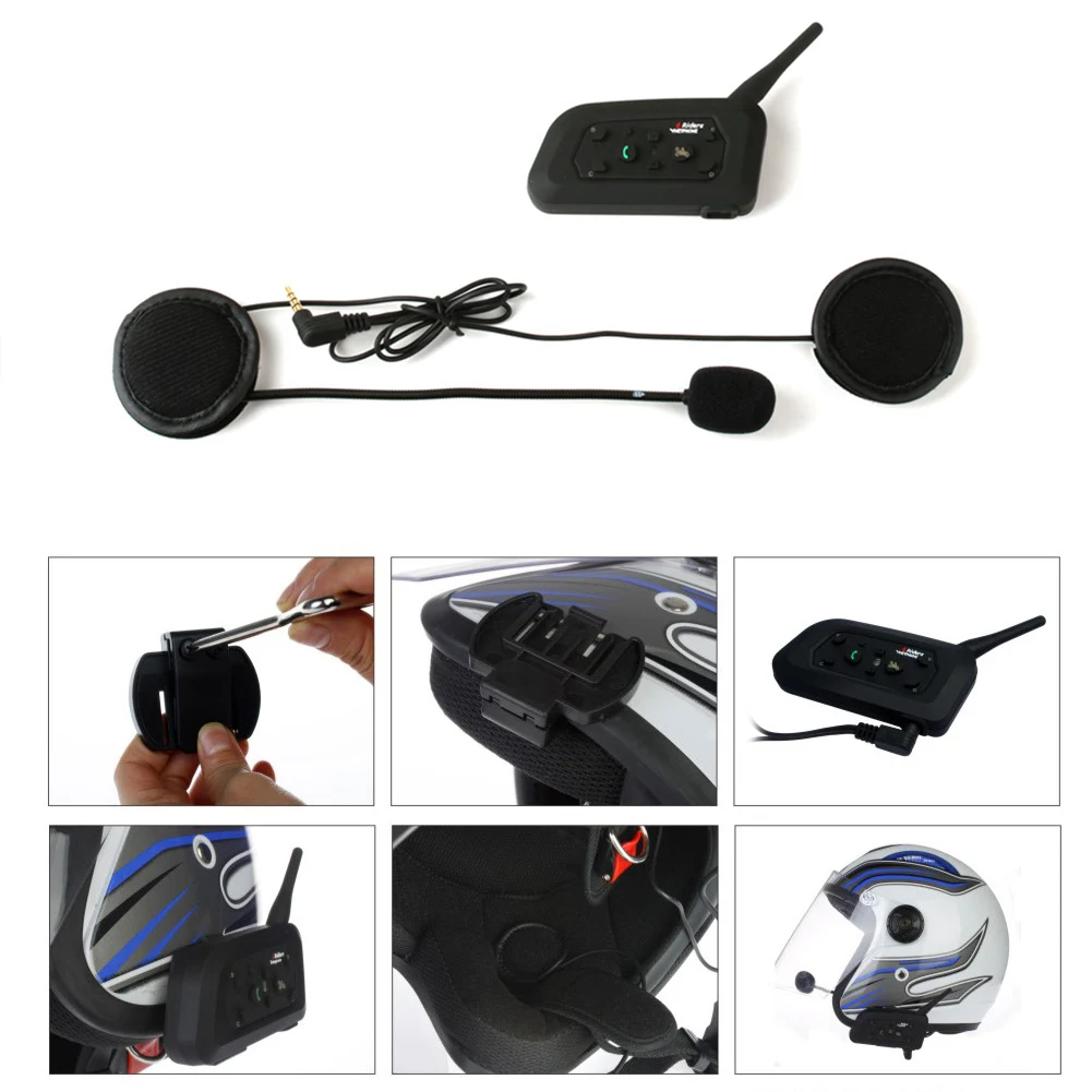 

Bluetooth Intercom Microphone Communication System 1200m Motorcycle Helmet Intercom Headset Portable Interphone Waterproof