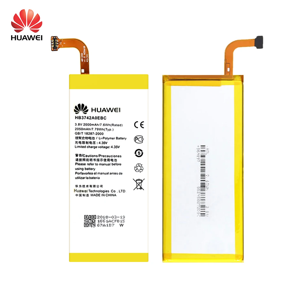 Hua Wei 100% оригинальный HB3742A0EBC Аккумулятор для Huawei Ascend P6 U06 p6 c00 T00/ G6 G620 G621 G620s G630