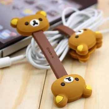 

100PCS/lot Cartoon buttoned Bear Fixed Line Clamp Cable Wire Organizer Cable Clip Tidy Cord Holder Bobbin Winder