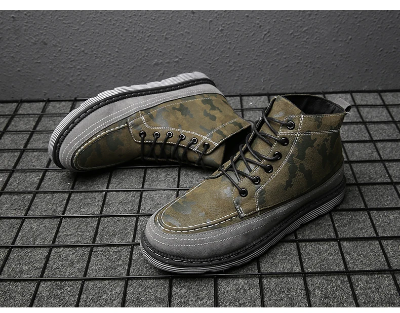 Мужские армейские ботинки; повседневные ботильоны; кожаная обувь с высоким берцем; мужские камуфляжные военные сапоги в стиле хип-хоп; кроссовки; K4-79