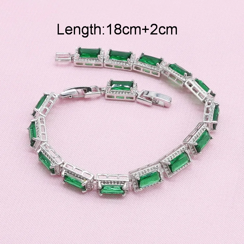 925 Серебряный ювелирный набор с браслетом синий зеленый полудрагоценный для женщин кулон ожерелье обруч серьги наборы кольцо подарочная коробка