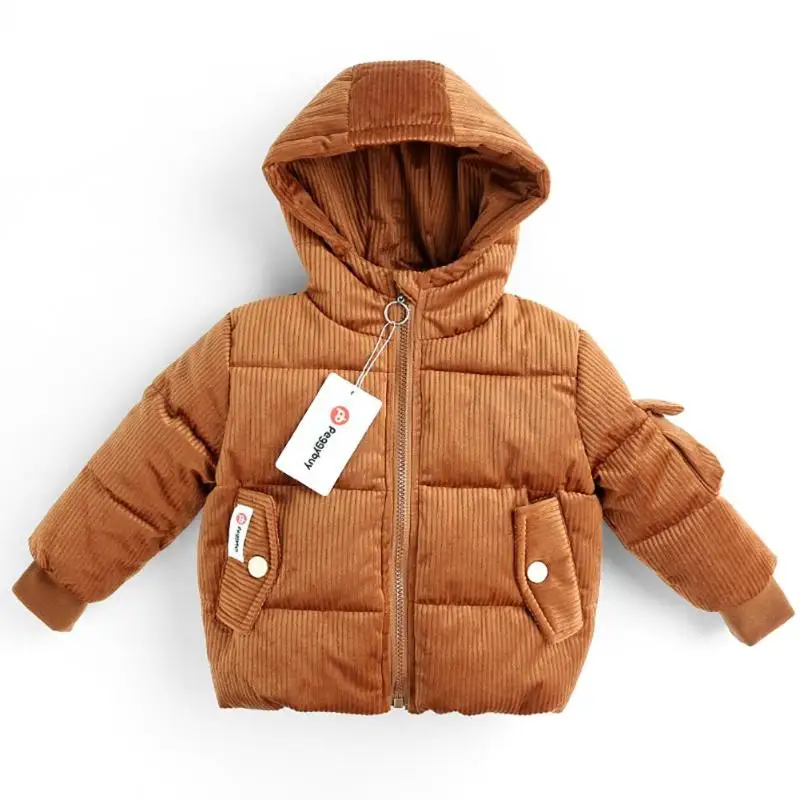 Зимнее детское теплое хлопковое пальто с капюшоном; пуховая верхняя одежда с надписью «Улыбка»