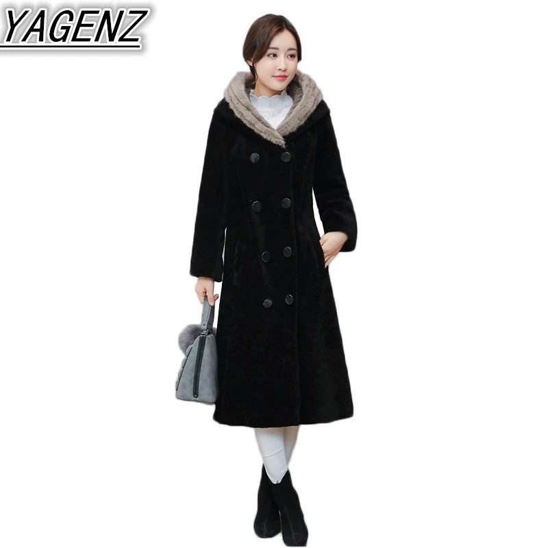 caramel Renard Femelle Capuche Laine 2017 À Femmes De Faux Veste navy Fourrure Grande D'agneau Green Hiver Des Dark Fourrures Manteau Colour black Taille 6qfzw6PR