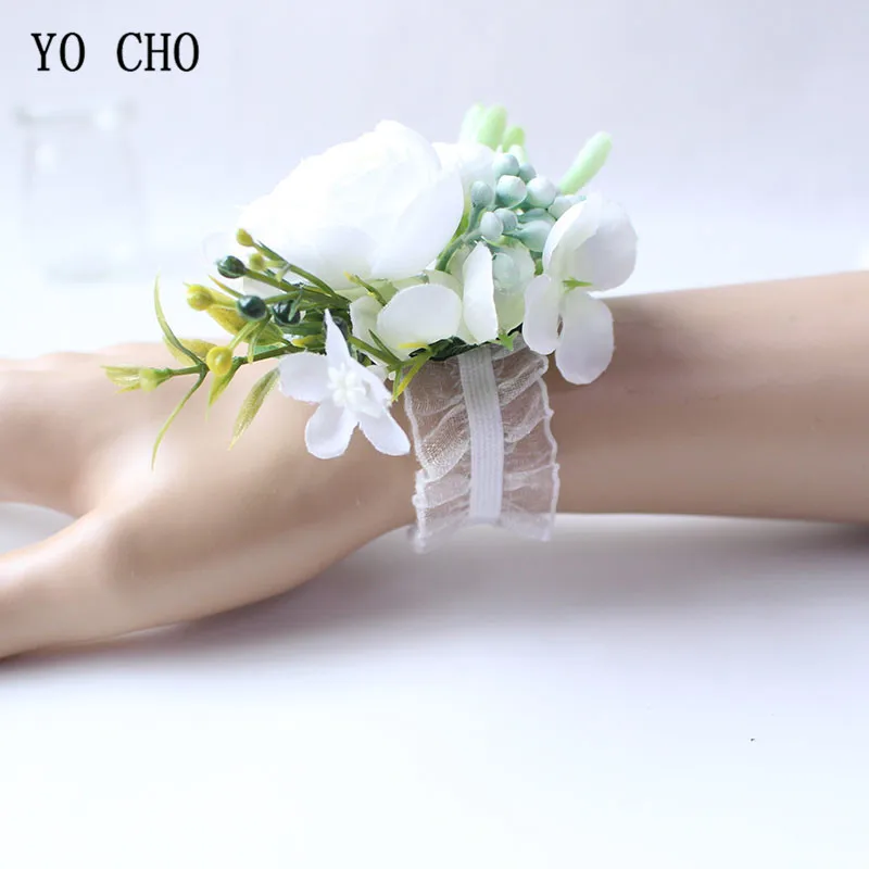 YO CHO Искусственные Шелковые Розы белые свадебные цветы женские браслеты