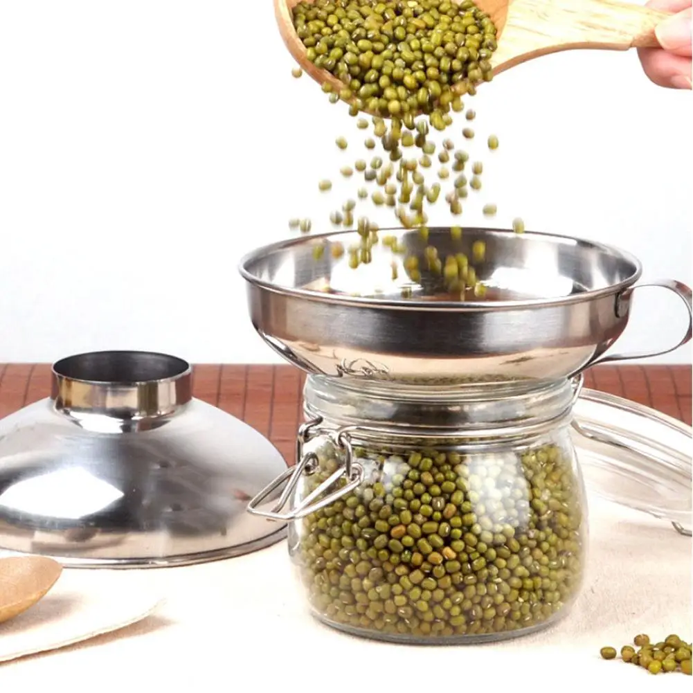 

New Stainless Steel Wide Mouth Funnel Canning Hopper Filter Food Pickles Jam Funnel Kitchen Gadgets Cooking Tools
