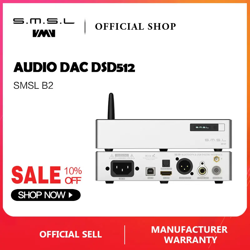 

SMSL B2 USB Interface High Precision Clock Source Bluetooth digital interface to I2S Coaxial/Optical/AES/BNC