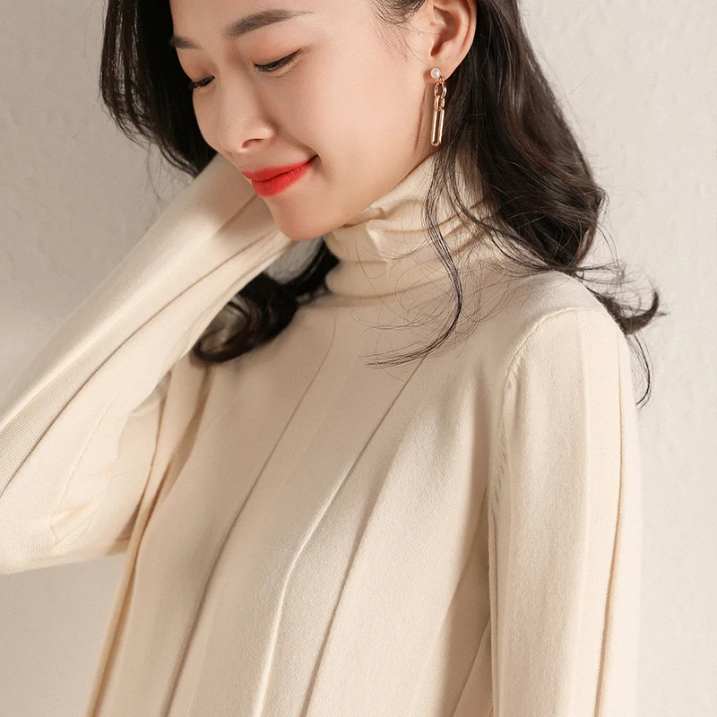 Pile of collar sweater women's solid color bottoming shirt 2018 autumn and winter new pullover turtleneck | Женская одежда